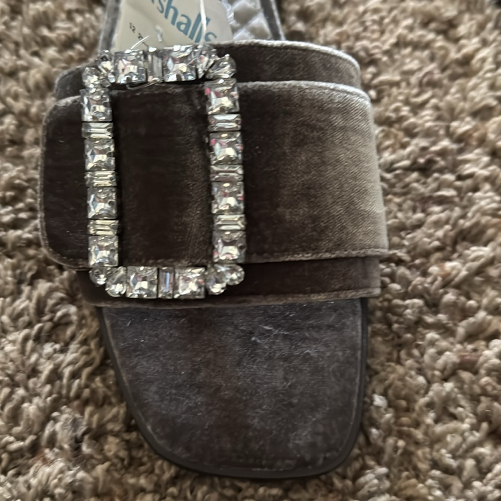 Sam Edelman Inez Light Grey Velvet Flat - Picture 3 of 7